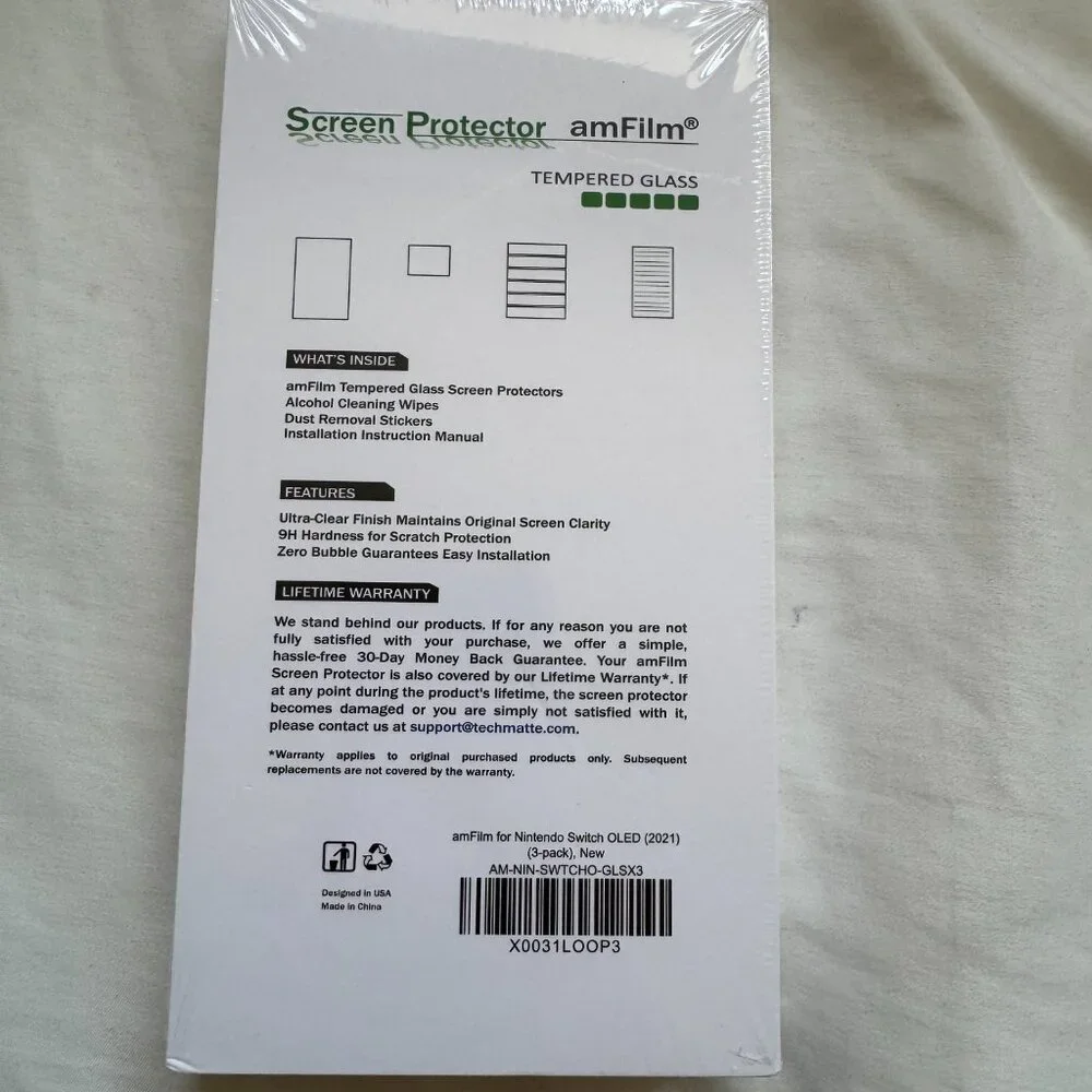 NWT amFilm Nintendo Switch Tempered Glass Screen Protector Compatible 7'' (2021)